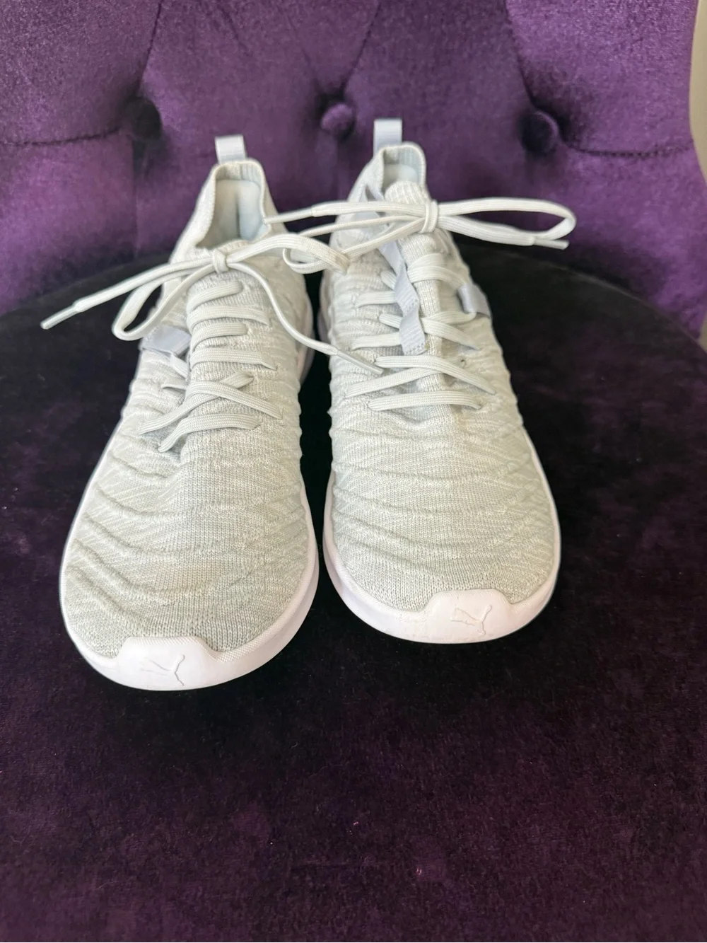 Light Grey Knit Lace-Up Sneakers